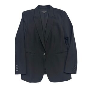 Ann Taylor 14 Black Blazer Suit Jacket Peak Career One Button Modern Stretch